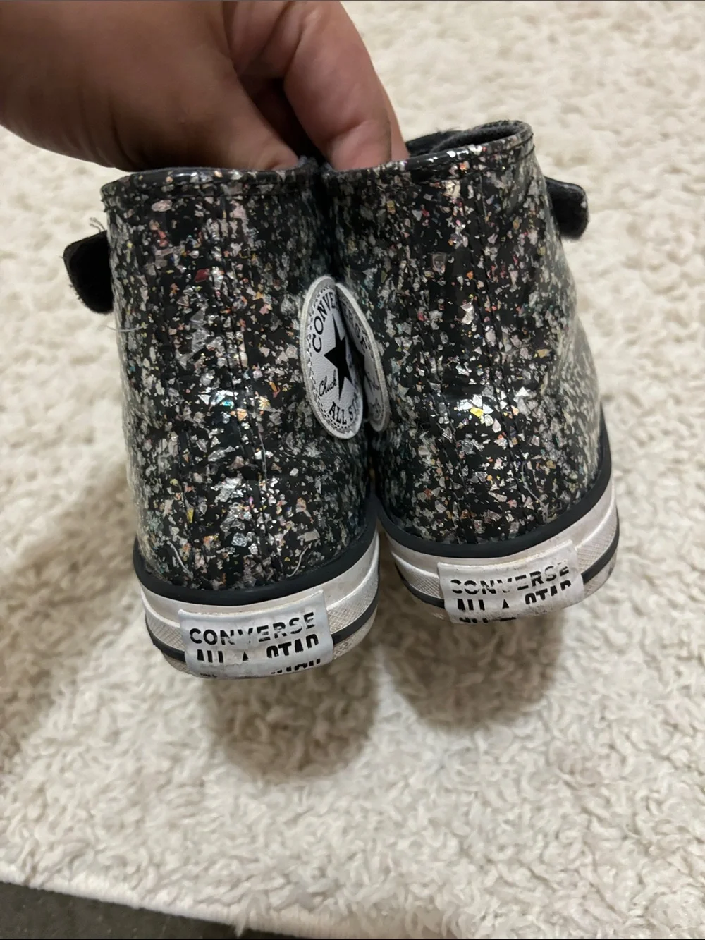 Converse black glittery shoes
